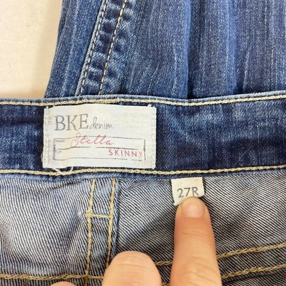 BKE Womens Stella Skinny Distressed Jeans Blue Size 27R Low Rise Y2K ABK2511 - Picture 6 of 11